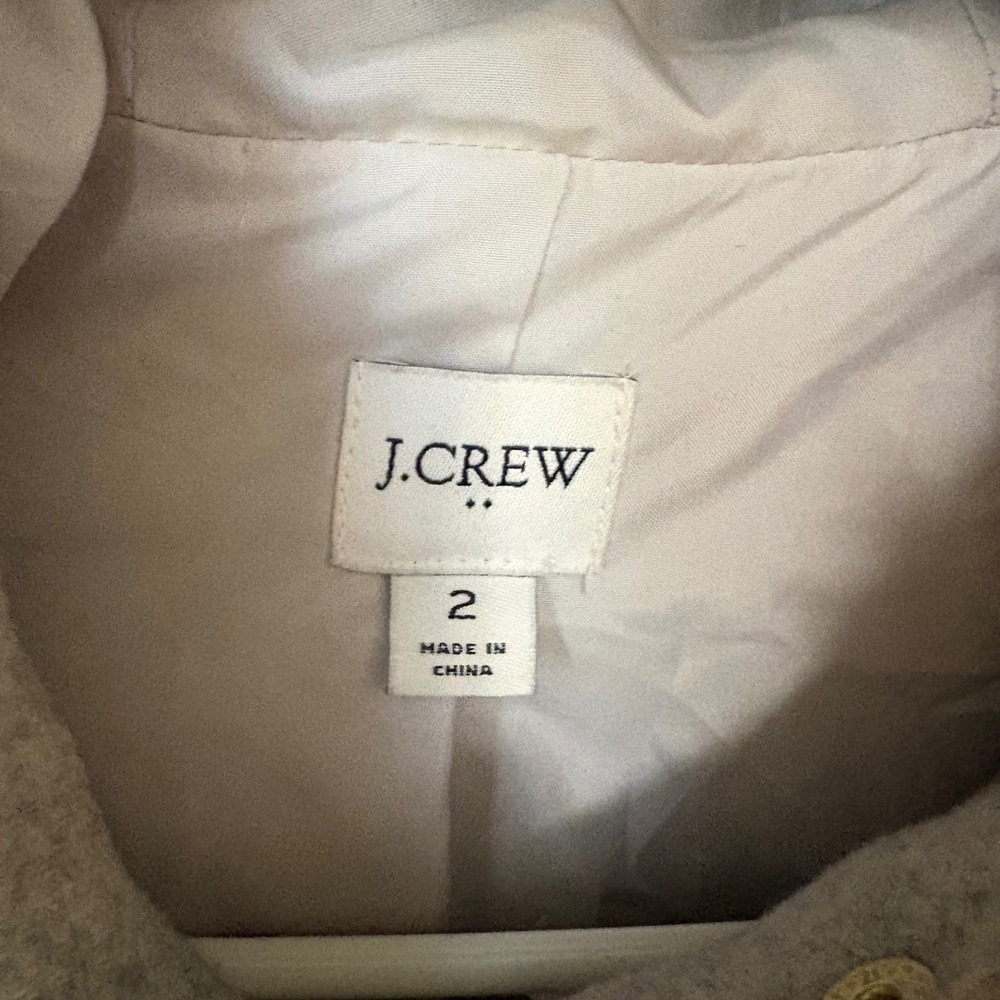 J.Crew Parka Coat Womens 2 Grey Faux Fur Hood Wool Blend Winter Jacket - Picture 4 of 5